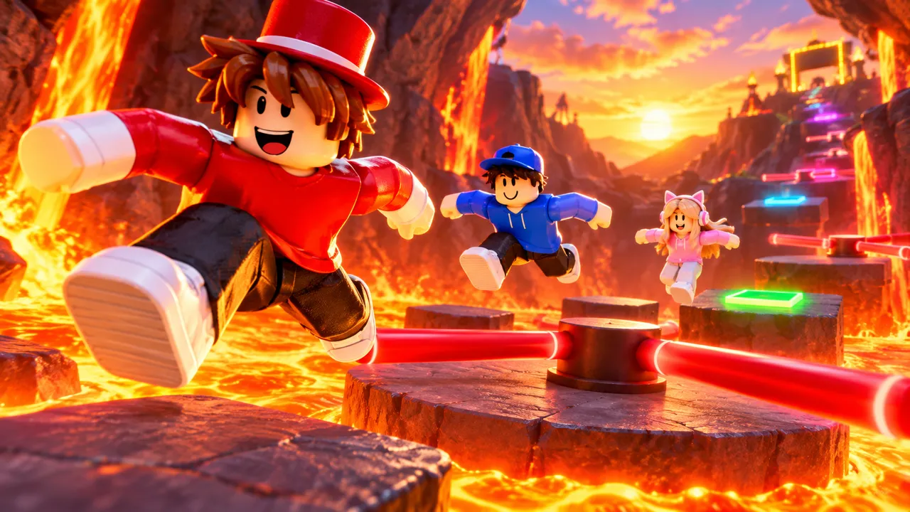Lava Escape Obby Roblox thumbnail made with AI