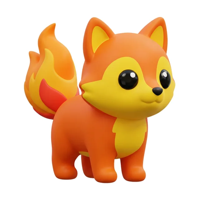 Concept image of a fire fox pet for Roblox