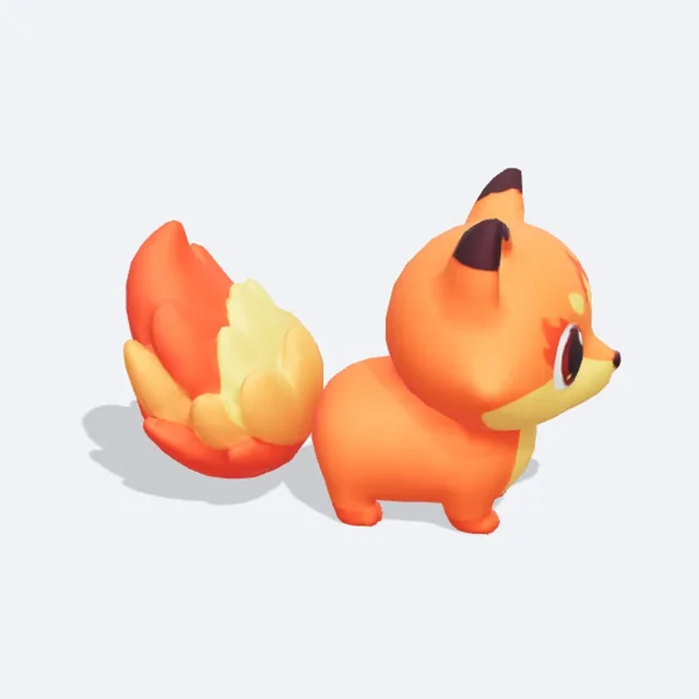 AI-made Roblox 3D pet: a chubby fire fox