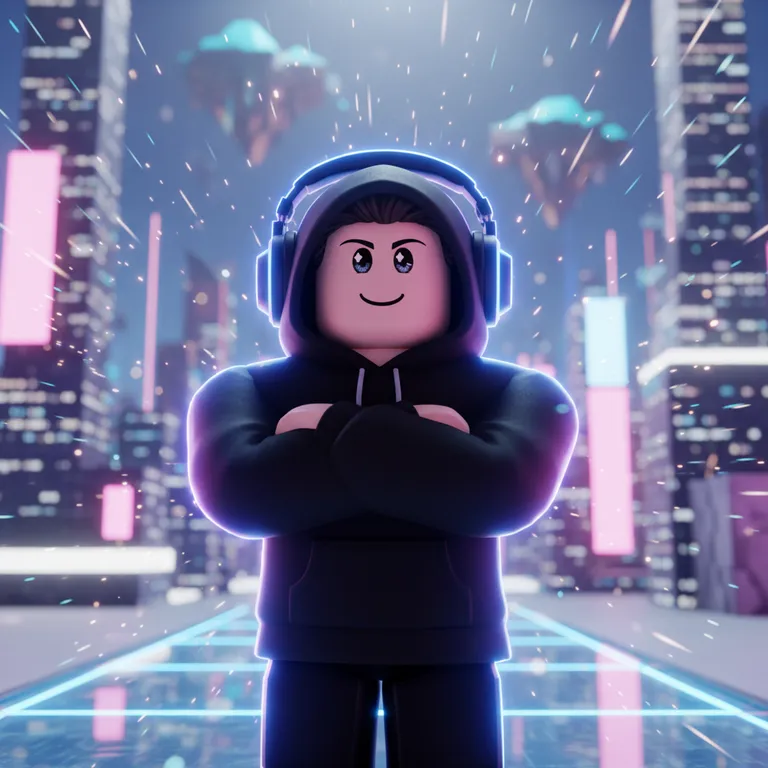 Anime style Roblox GFX of an avatar in a hoodie