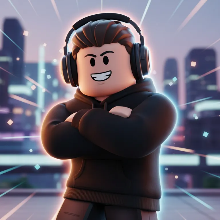 Cartoon style Roblox GFX of an avatar in a hoodie