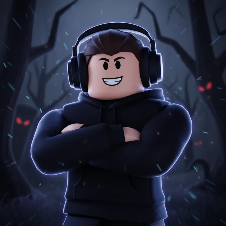 Horror mood Roblox GFX of an avatar in a hoodie