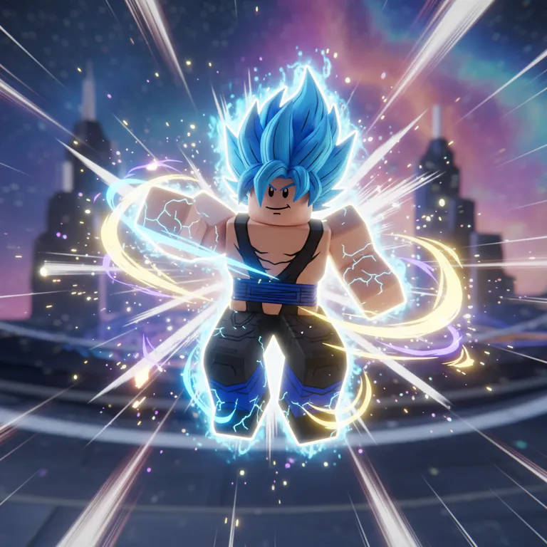Anime style Roblox GFX of an avatar in an action pose