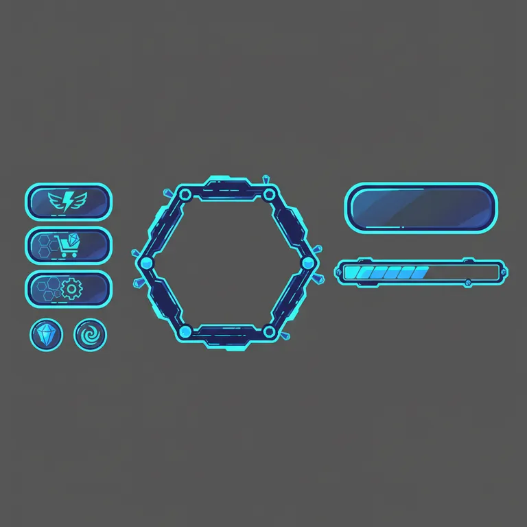 AI Roblox GUI kit with sci-fi holographic buttons