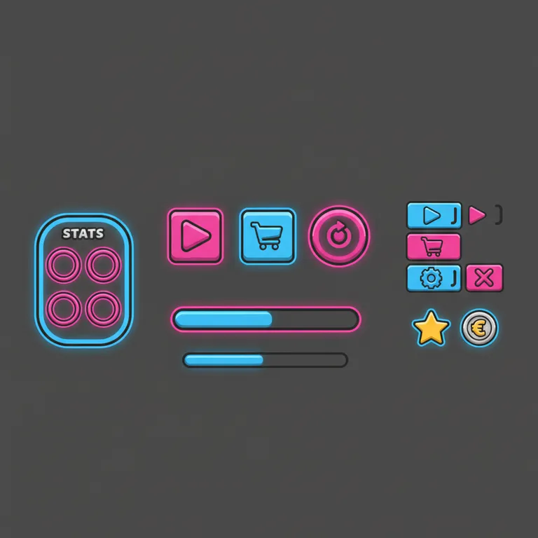 Neon Roblox simulator HUD kit with a power bar