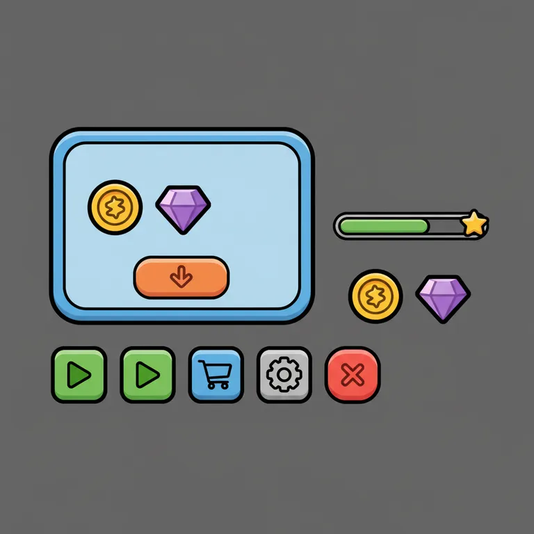 Cartoon Roblox shop GUI kit with a buy button