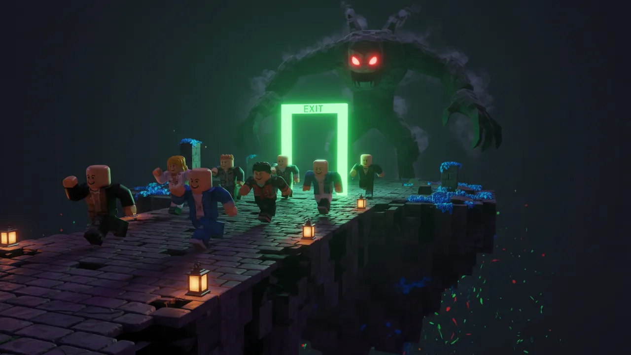 Players escaping through the exit