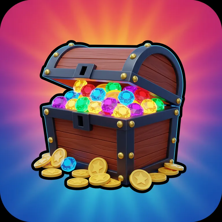 Neon style Roblox icon of a treasure chest